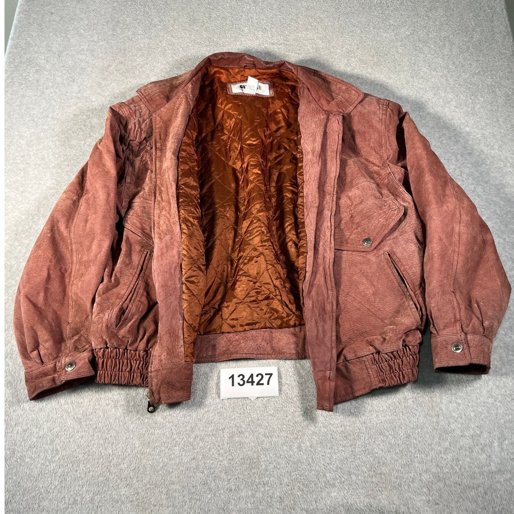Gitano Bomber Jacket Mens XXL Brown Good Vintage Suede Quilted Zip Up Coat